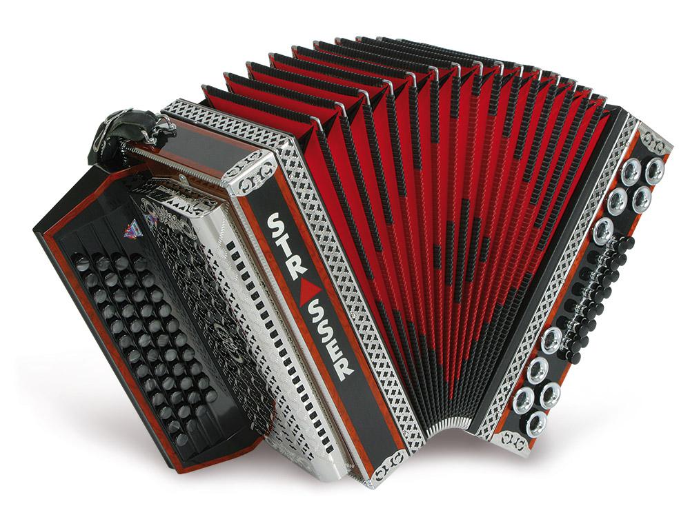 De luxe E (schwarz-rot) von Strasser Harmonika